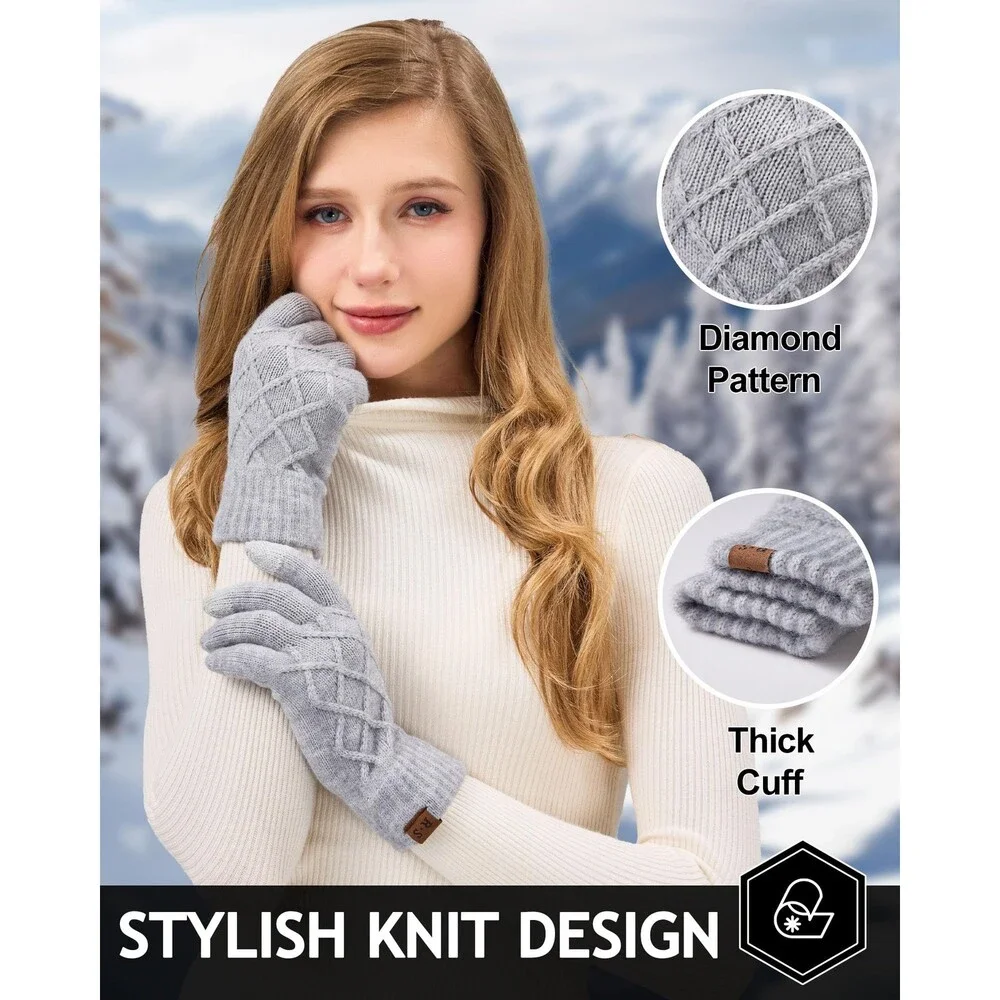 REACH Women's Thermal Knit Touchscreen Gloves 2 Pairs One Size - NWOT